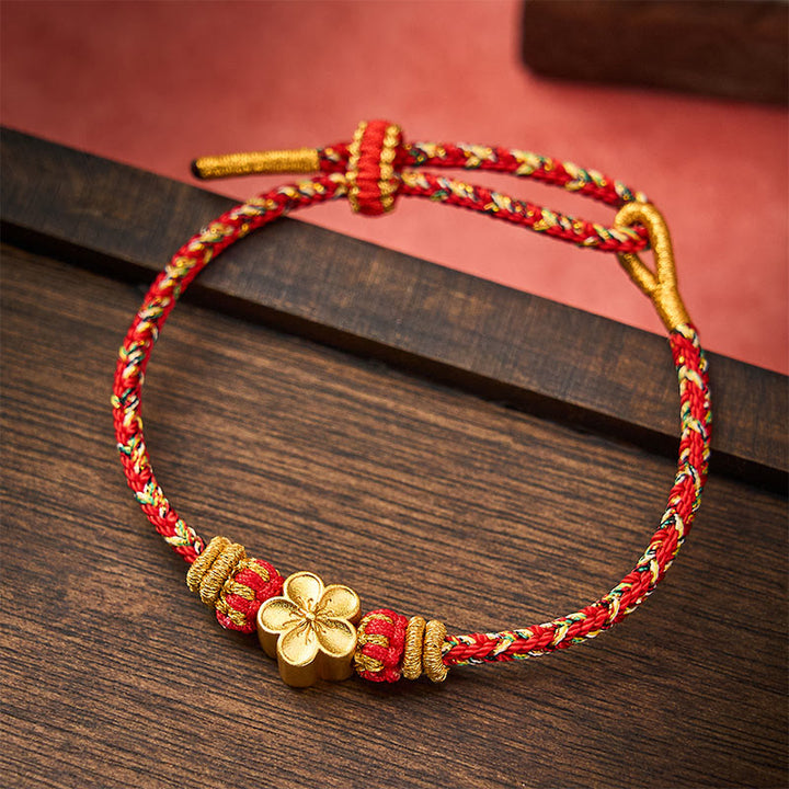 Buddha Stones Hand-Woven Red String Koi Fish Flower Protection Bracelet - Red - With Flower Accessory - image 10