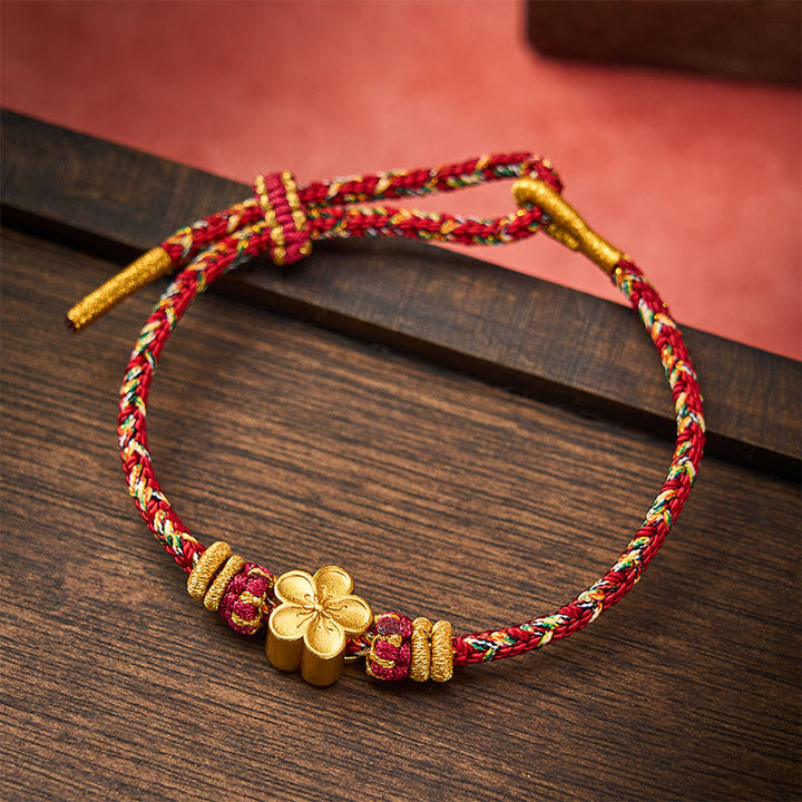 Buddha Stones Hand-Woven Red String Koi Fish Flower Protection Bracelet - Maroon - With Flower Accessory - image 16