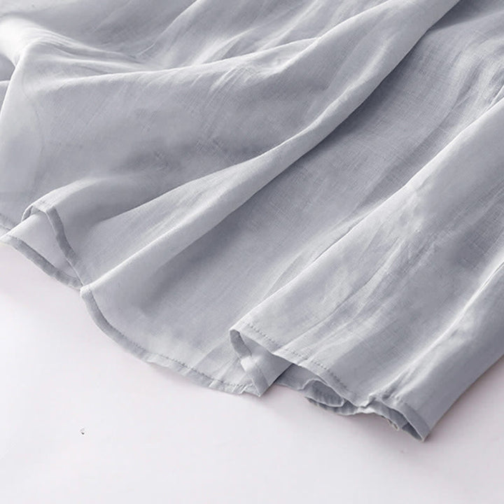 Buddha Stones Casual Accordion Pleat Plain V-neck Short Sleeve Midi Dress With Pockets - image 25