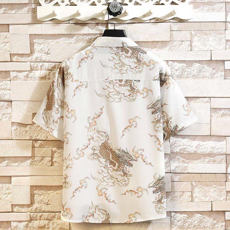 Buddha Stones Summer Dragon Pattern Buttons Up Men's Short Sleeve Shirts - image 14