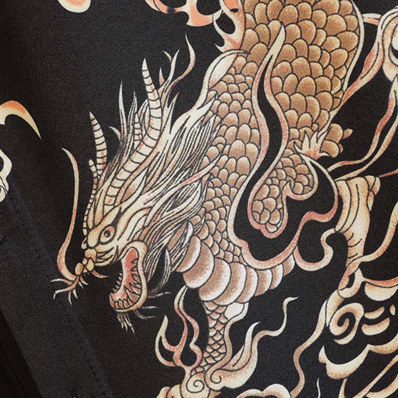 Buddha Stones Summer Dragon Pattern Buttons Up Men's Short Sleeve Shirts - image 8