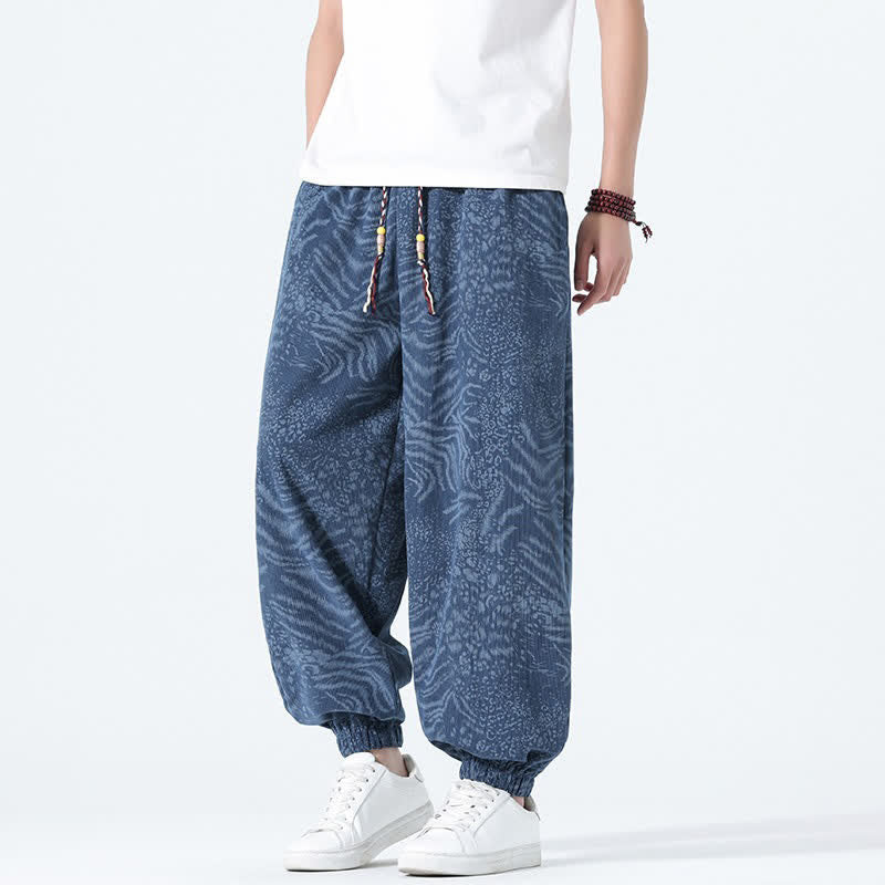 Buddha Stones Spring Summer Casual Boho Drawstring Leopard Cropped Pants Men's Harem Pants With Pockets - image 2