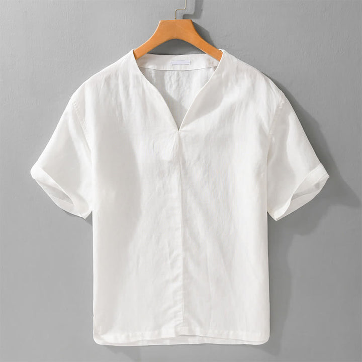Buddha Stones Summer Minimalist Solid V-Neck Men's Short Sleeve T-Shirts - White - US/UK/AU46，EU56 (5XL) - image 11
