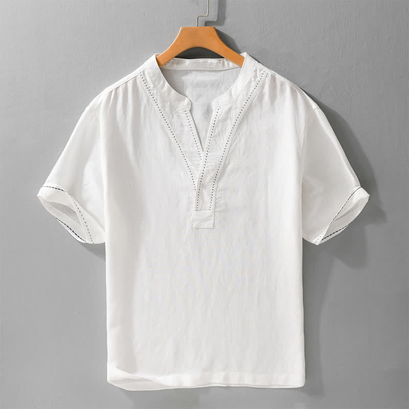 Buddha Stones Summer Casual V-Neck Solid Men's Short Sleeve T-Shirts - White - US/UK/AU44，EU54 (3XL) - image 13