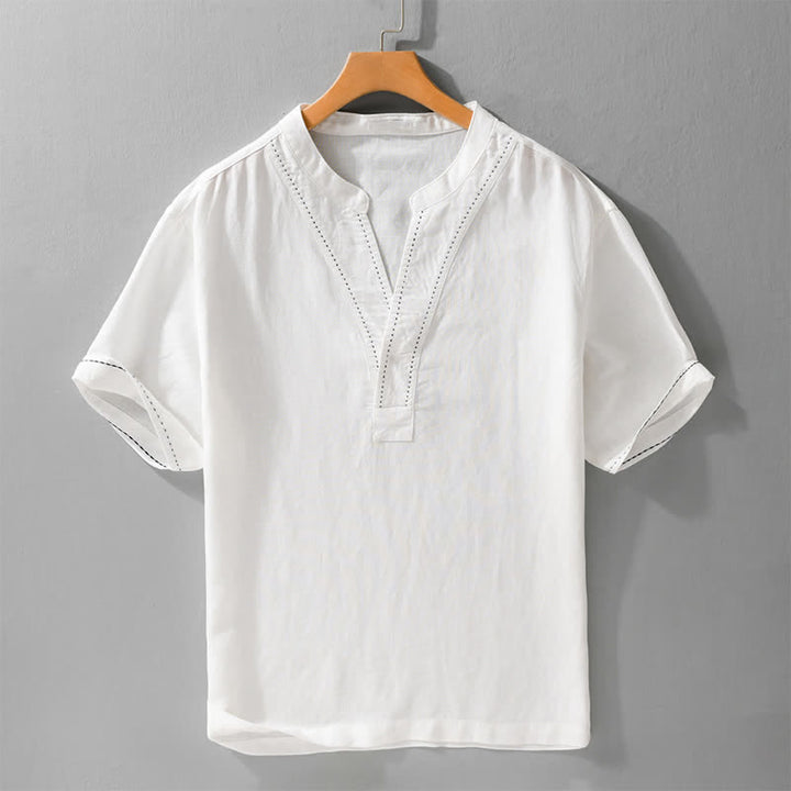 Buddha Stones Summer Casual V-Neck Solid Men's Short Sleeve T-Shirts - White - US/UK/AU44，EU54 (3XL) - image 13