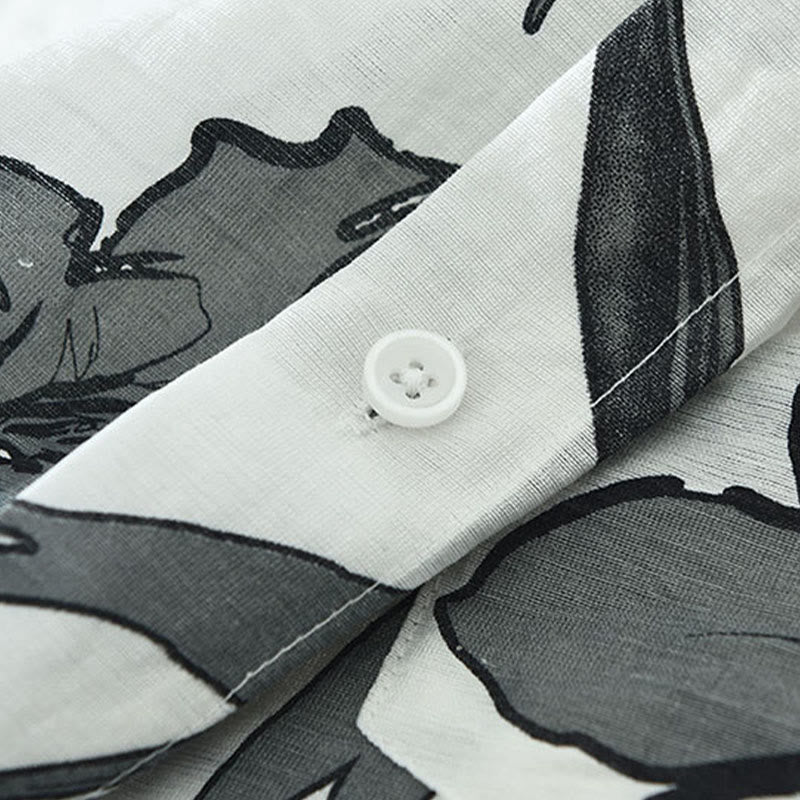 Buddha Stones Summer Casual Button-Up Floral Men's Shirts With Patch Pocket - image 7