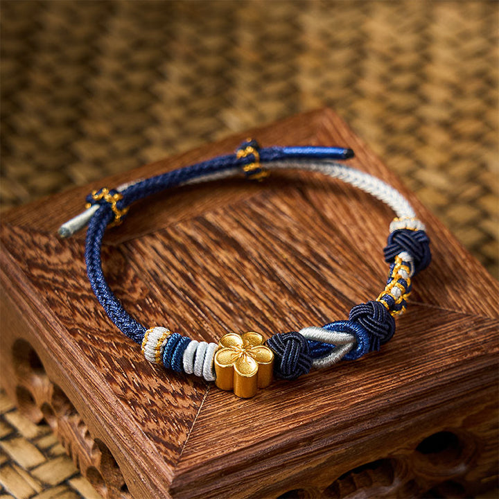 Buddha Stones Hand-Woven Multicolor Cord Chinese Knotting Peach Blossom Luck Couple Bracelet - image 13