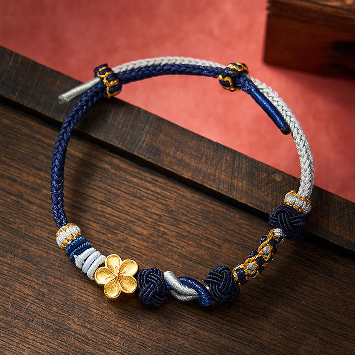 Buddha Stones Hand-Woven Multicolor Cord Chinese Knotting Peach Blossom Luck Couple Bracelet - image 11