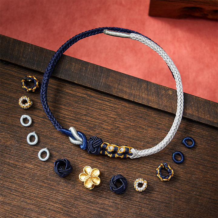 Buddha Stones Hand-Woven Multicolor Cord Chinese Knotting Peach Blossom Luck Couple Bracelet - image 10