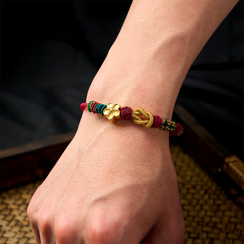 Buddha Stones Hand-Woven Multicolor Cord Chinese Knotting Peach Blossom Luck Couple Bracelet - image 5