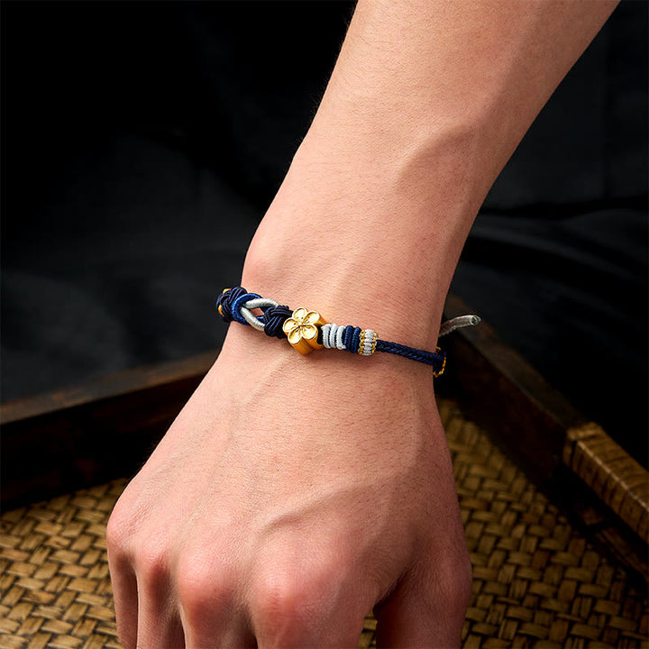 Buddha Stones Hand-Woven Multicolor Cord Chinese Knotting Peach Blossom Luck Couple Bracelet - image 14