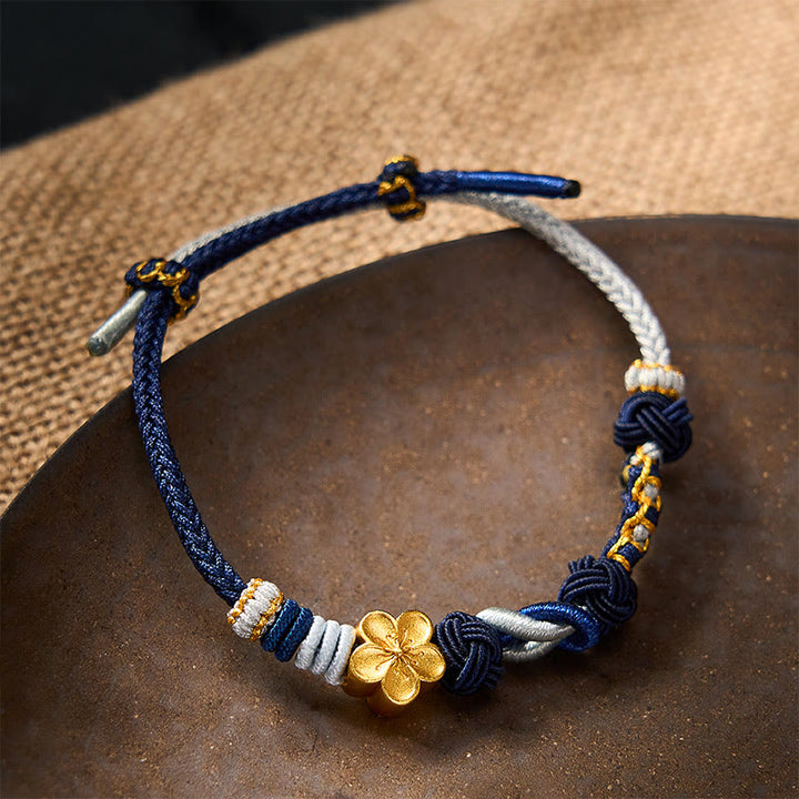 Buddha Stones Hand-Woven Multicolor Cord Chinese Knotting Peach Blossom Luck Couple Bracelet - image 12