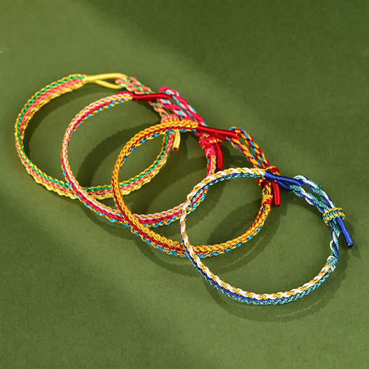 Buddha Stones Triple Wrap Colorful String Cord Faith Handwoven Braided Bracelet - image 7