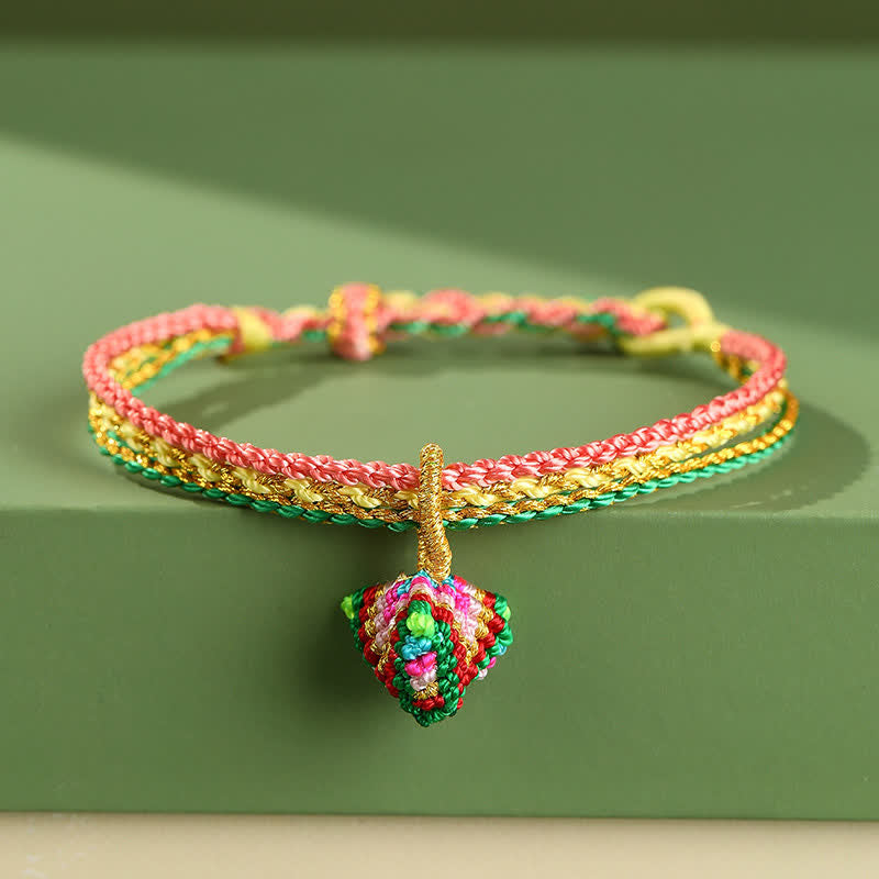 Buddha Stones Triple Wrap Colorful String Cord Faith Handwoven Braided Bracelet - Yellow Pink Green Zongzi - image 10