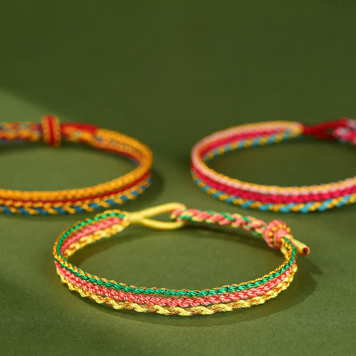 Buddha Stones Triple Wrap Colorful String Cord Faith Handwoven Braided Bracelet - image 6