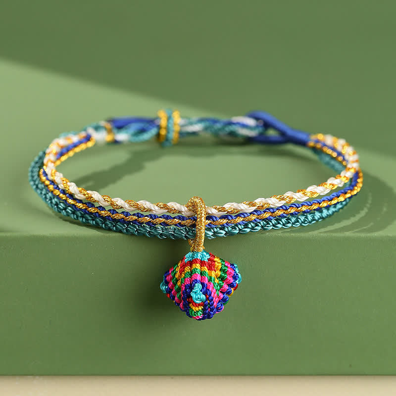 Buddha Stones Triple Wrap Colorful String Cord Faith Handwoven Braided Bracelet - Royal Blue Zongzi - image 12