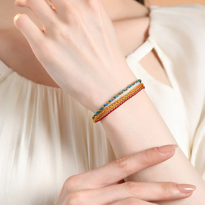 Buddha Stones Triple Wrap Colorful String Cord Faith Handwoven Braided Bracelet - image 1