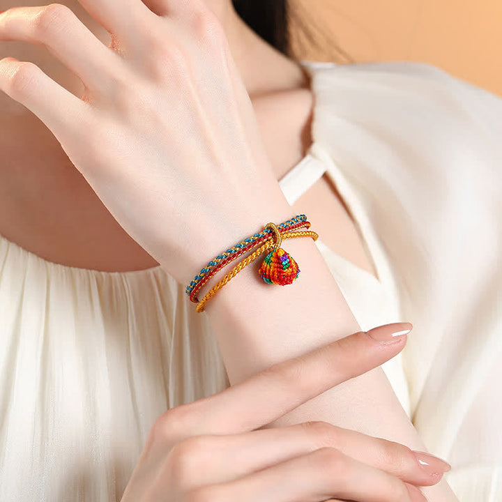 Buddha Stones Triple Wrap Colorful String Cord Faith Handwoven Braided Bracelet - image 9