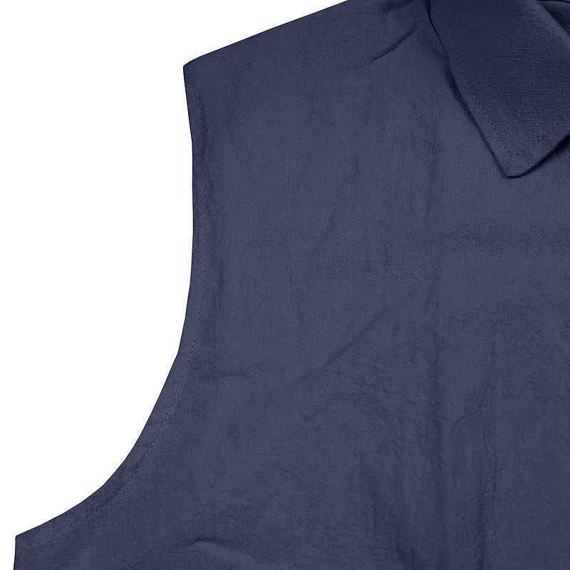 Buddha Stones Summer Casual Minimalist Button-Up Solid Men's Sleeveless Shirts - image 3