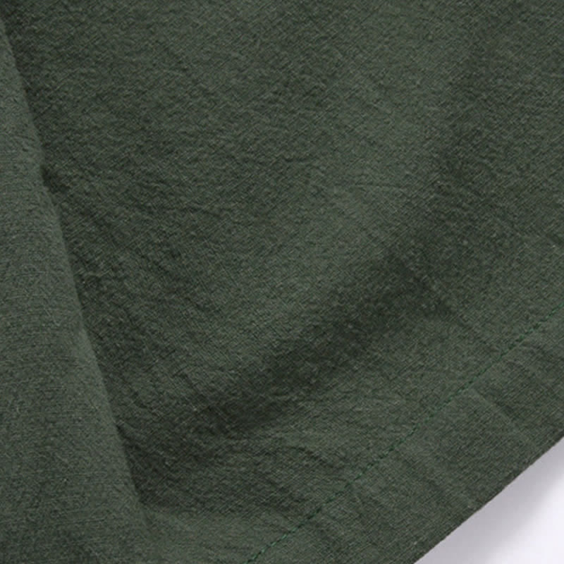 Buddha Stones Fall Casual Vintage Embroidery Crane Cotton Linen Men's Kimonos - image 5