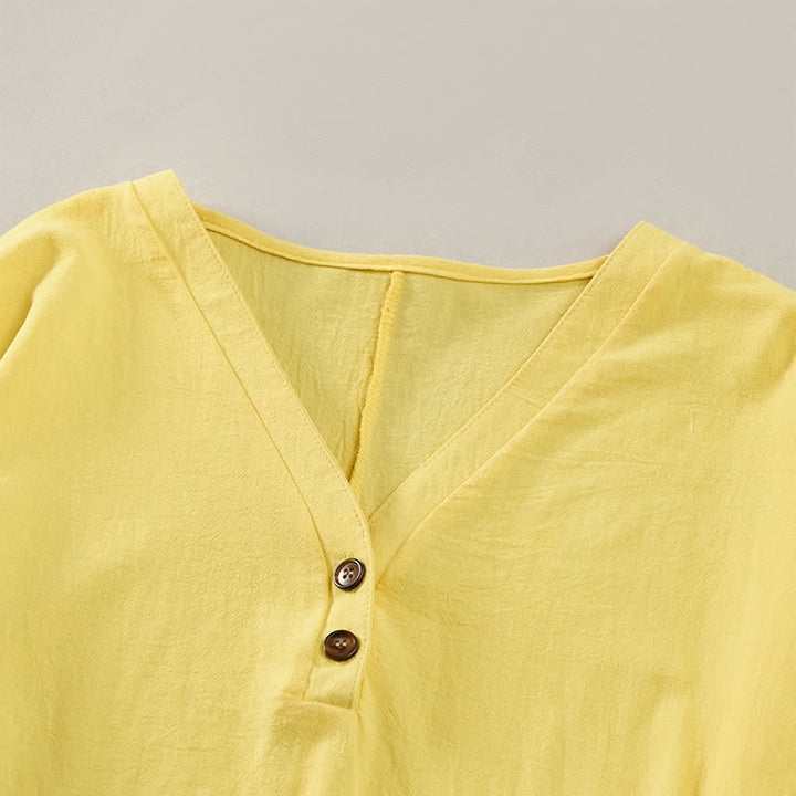 Buddha Stones Summer Casual Minimalist Button-Up Solid Women's Short Sleeve Dresses - image 10