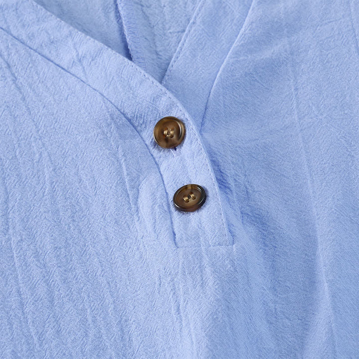 Buddha Stones Summer Casual Minimalist Button-Up Solid Women's Short Sleeve Dresses - image 18