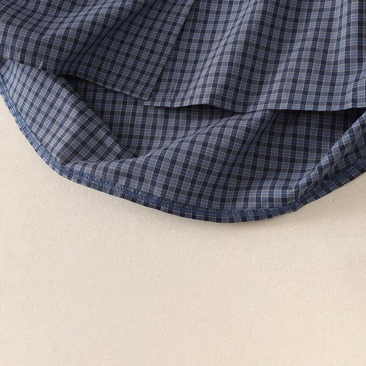 Buddha Stones Summer Casual Vintage Mandarin Collar Button-Up Plaid Women's Short Sleeve Shirts With Pocket - image 6