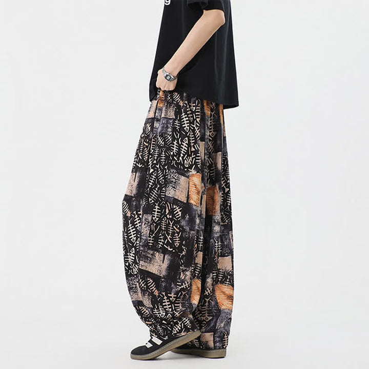 Buddha Stones Spring Summer Boho Casual Drawstring Abstract Long Pants Men's Harem Pants With Pocket - image 9