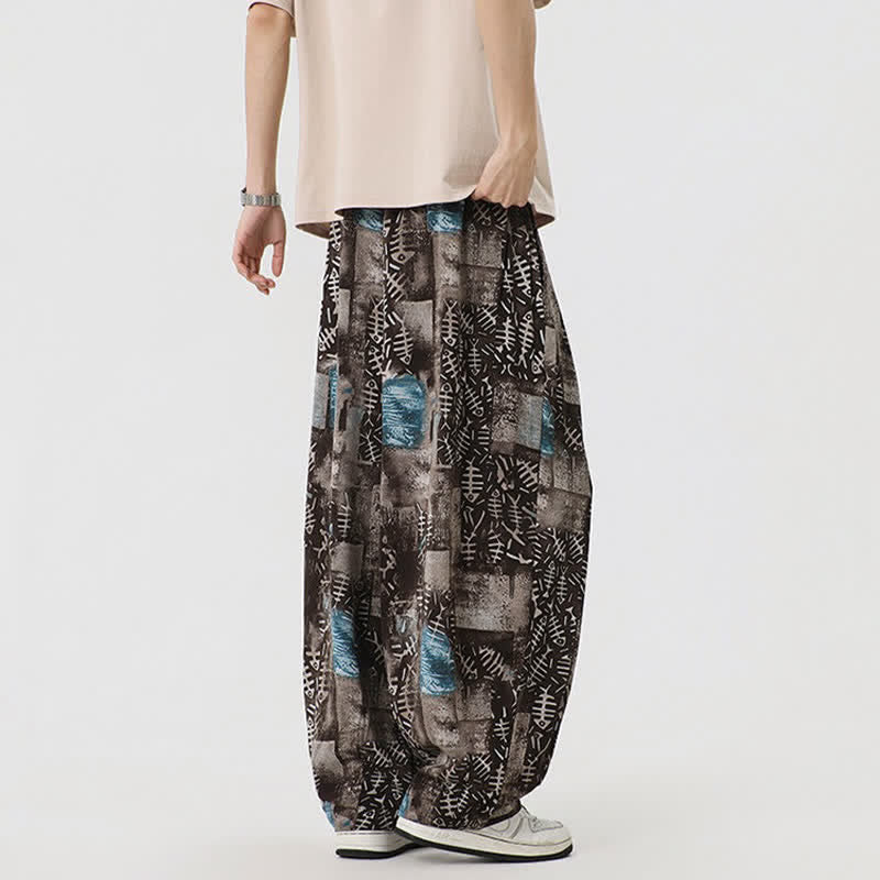 Buddha Stones Spring Summer Boho Casual Drawstring Abstract Long Pants Men's Harem Pants With Pocket - image 5