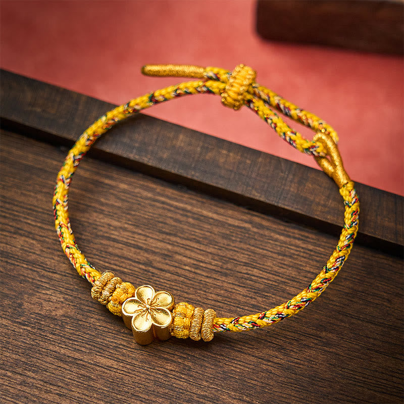 Buddha Stones Yellow Braided Rope Flower Rootedness Bracelet - image 9