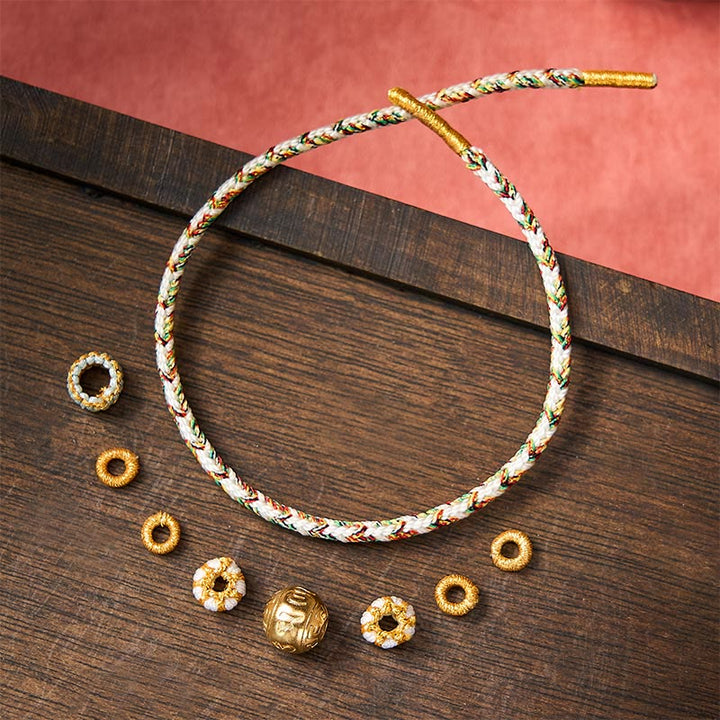 Buddha Stones White Braided Rope Om Mani Padme Hum Wisdom Bracelet - image 3