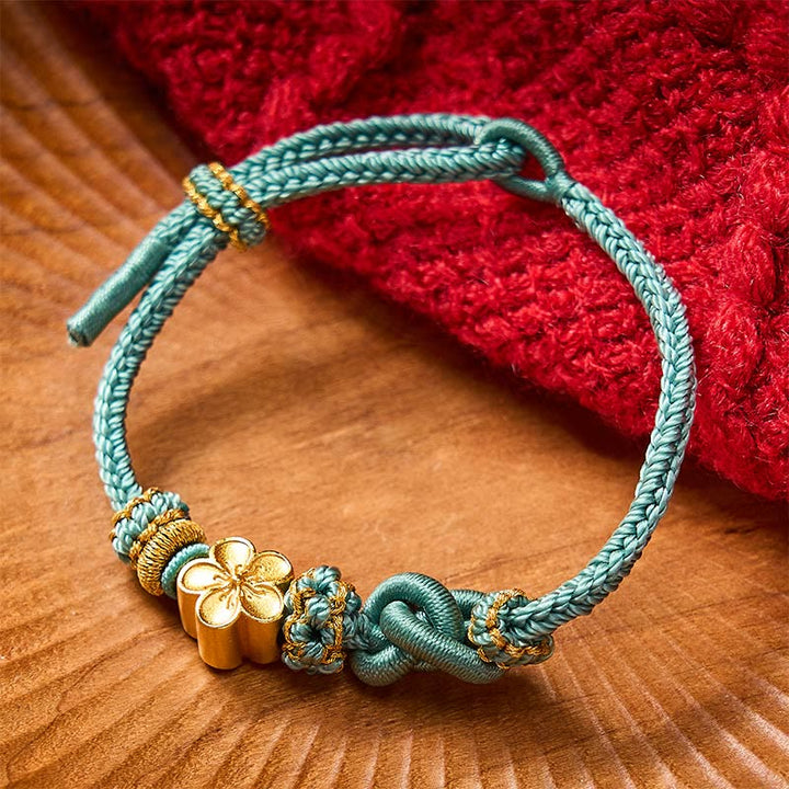 Buddha Stones Flower Braided Rope Knot Adjustable Bracelet - Green With Flower Accessory - image 14