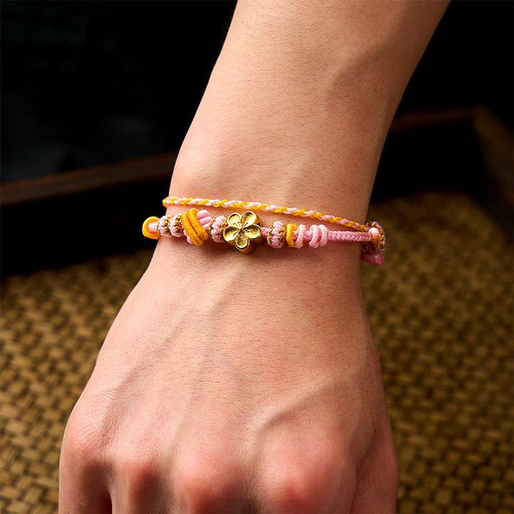 Buddha Stones Flower Braided Rope Knot Double Wrap Adjustable Bracelet - image 10