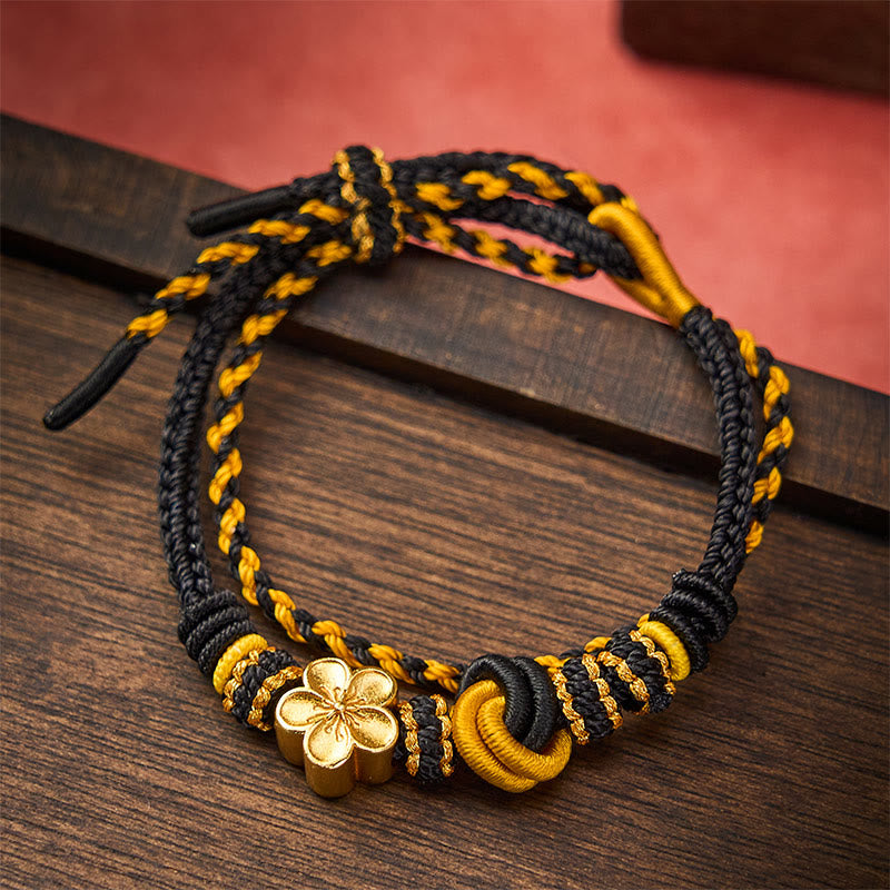 Buddha Stones Flower Braided Rope Knot Double Wrap Adjustable Bracelet - image 12