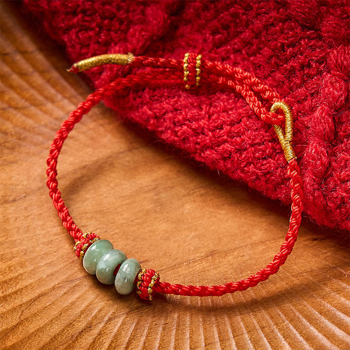 Buddha Stones Handmade Braided Red String 3mm Jade Beads Protection Adjustable DIY Bracelet - image 12