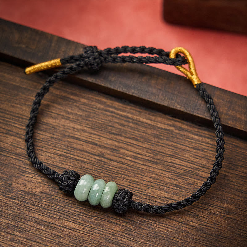 Buddha Stones Handmade Braided Red String 3mm Jade Beads Protection Adjustable DIY Bracelet - Black(Wrist Circumference 15-20cm) - image 17