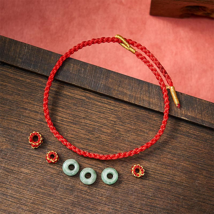 Buddha Stones Handmade Braided Red String 3mm Jade Beads Protection Adjustable DIY Bracelet - image 14