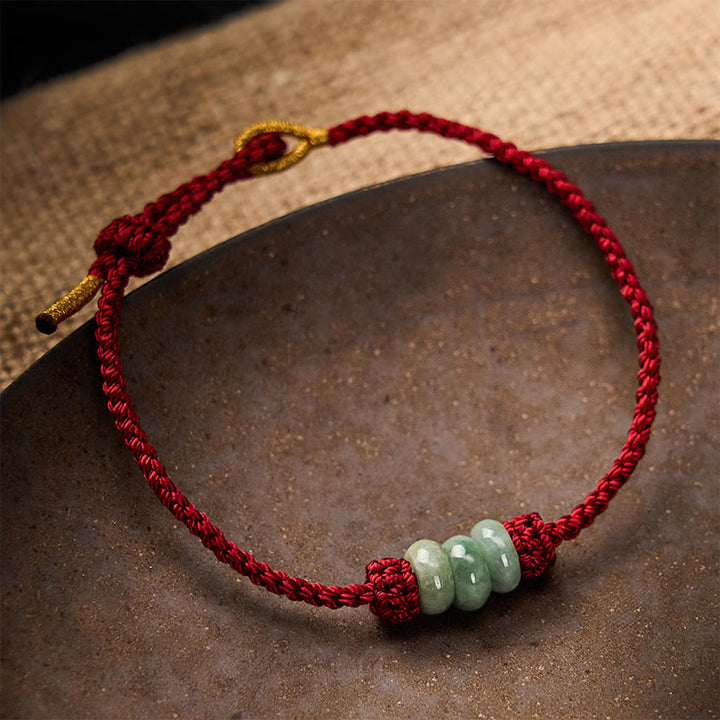 Buddha Stones Handmade Braided Red String 3mm Jade Beads Protection Adjustable DIY Bracelet - image 2