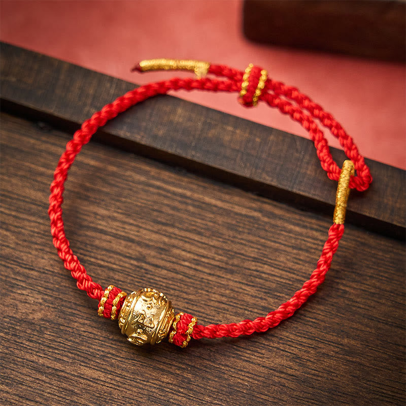 Buddha Stones Hand-Woven Red String Strength Om Mani Padme Hum Adjustable DIY Bracelet - Red(Wrist Circumference 15-20cm) - image 10