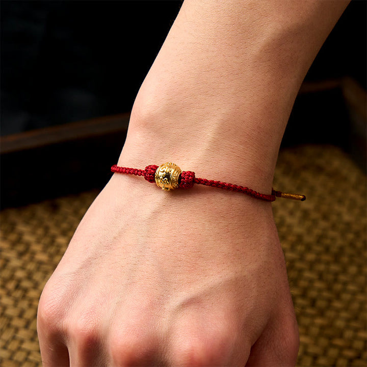 Buddha Stones Hand-Woven Red String Strength Om Mani Padme Hum Adjustable DIY Bracelet - image 4