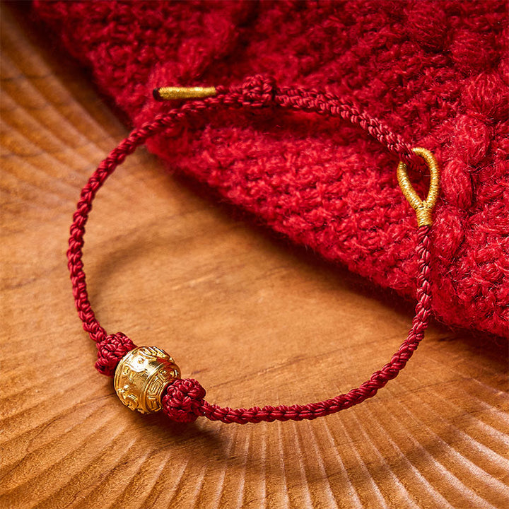Buddha Stones Hand-Woven Red String Strength Om Mani Padme Hum Adjustable DIY Bracelet - image 2