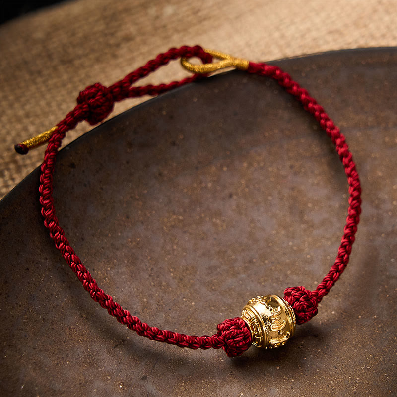 Buddha Stones Hand-Woven Red String Strength Om Mani Padme Hum Adjustable DIY Bracelet - image 1