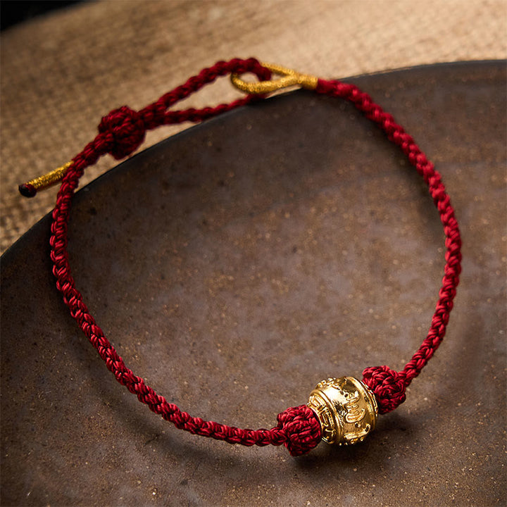 Buddha Stones Hand-Woven Red String Strength Om Mani Padme Hum Adjustable DIY Bracelet - image 1