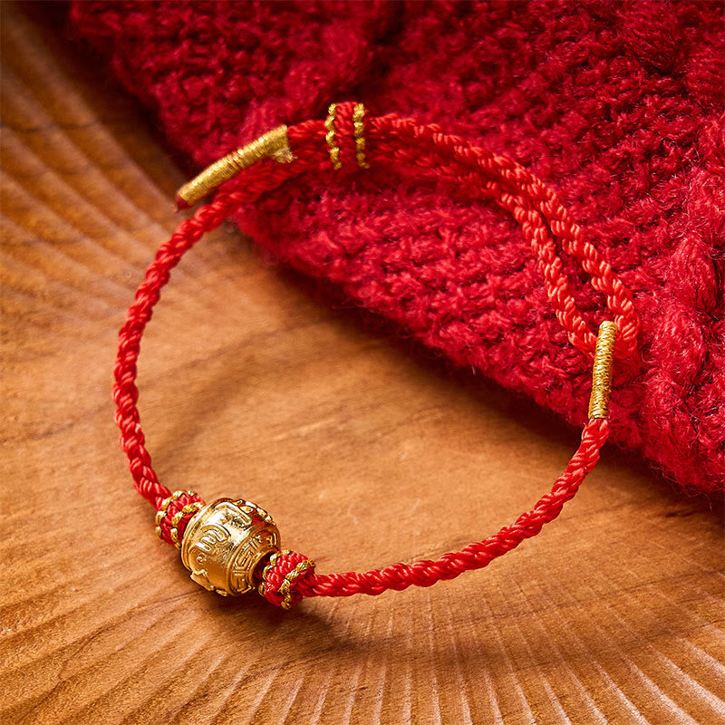Buddha Stones Hand-Woven Red String Strength Om Mani Padme Hum Adjustable DIY Bracelet - image 12