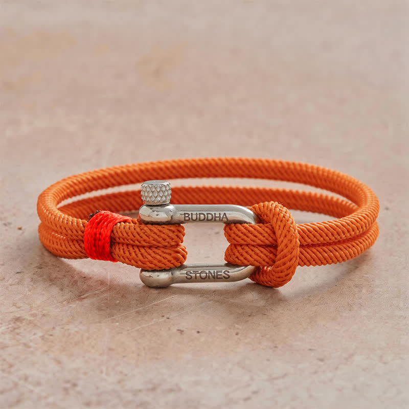 Buddha Stones Titanium Steel Shackle Stimulation Bracelet - Orange Rope Silvery Buckle - Wrist Circumference:7.9–8.2 in (20–21 cm) - image 17