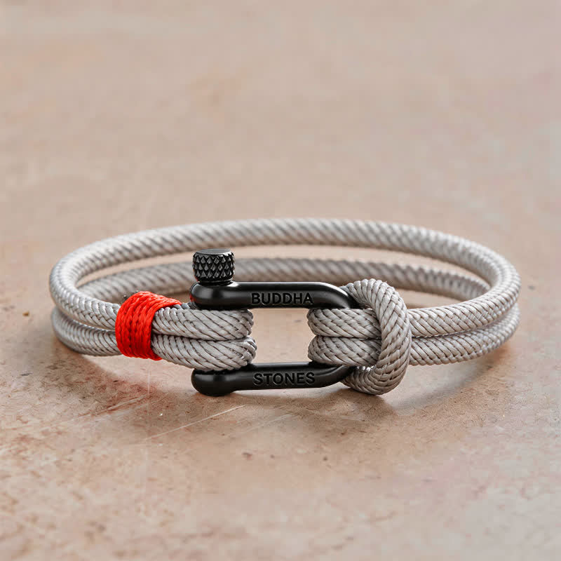 Buddha Stones Titanium Steel Shackle Stimulation Bracelet - Gray Rope Black Buckle - Wrist Circumference:7.9–8.2 in (20–21 cm) - image 16