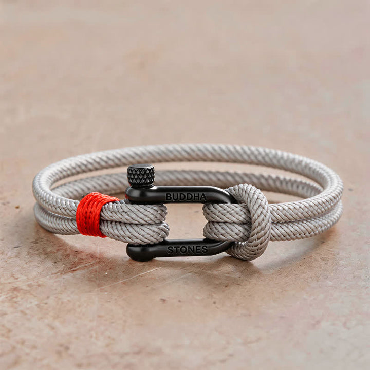 Buddha Stones Titanium Steel Shackle Stimulation Bracelet - Gray Rope Black Buckle - Wrist Circumference:7.9–8.2 in (20–21 cm) - image 16