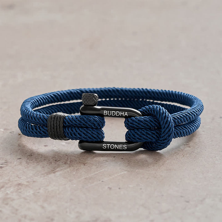 Buddha Stones Titanium Steel Shackle Rope Strengthen Bracelet - Blue Rope Black Buckle - Wrist Circumference:7.9–8.2 in (20–21 cm) - image 0