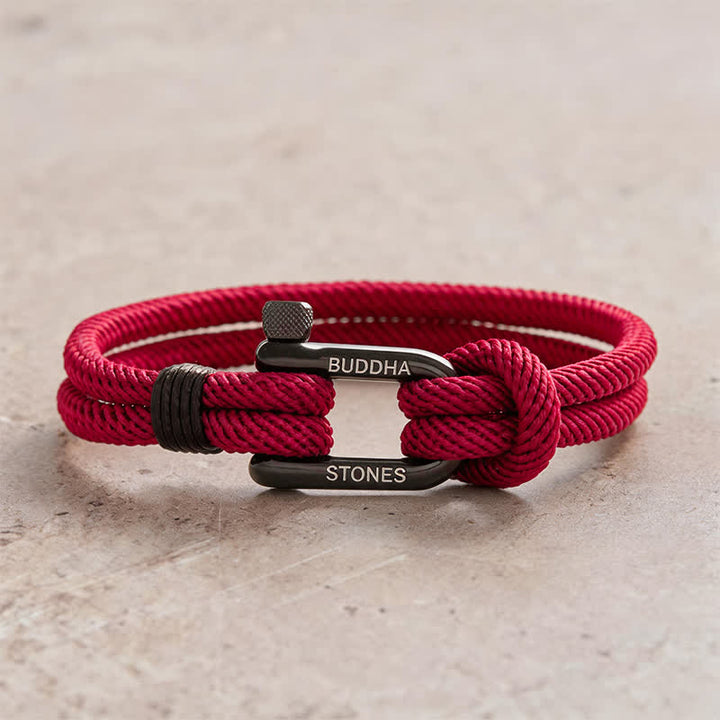 Buddha Stones Titanium Steel Shackle Rope Strengthen Bracelet - Red Rope Black Buckle - Wrist Circumference:7.9–8.2 in (20–21 cm) - image 8