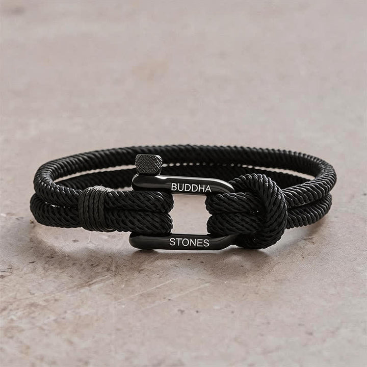 Buddha Stones Titanium Steel Shackle Rope Strengthen Bracelet - Black Rope Black Buckle - Wrist Circumference:7.9–8.2 in (20–21 cm) - image 7